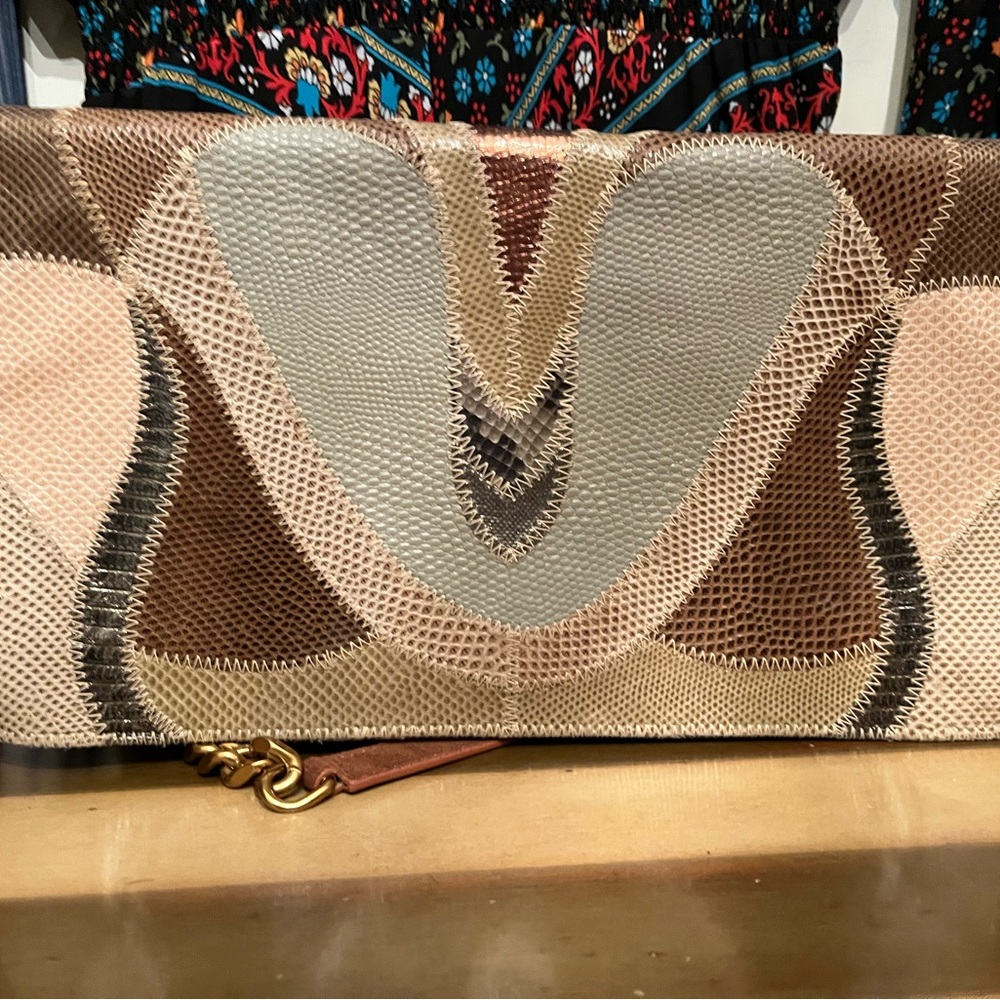 Vintage leather patchwork clutch estate purchase